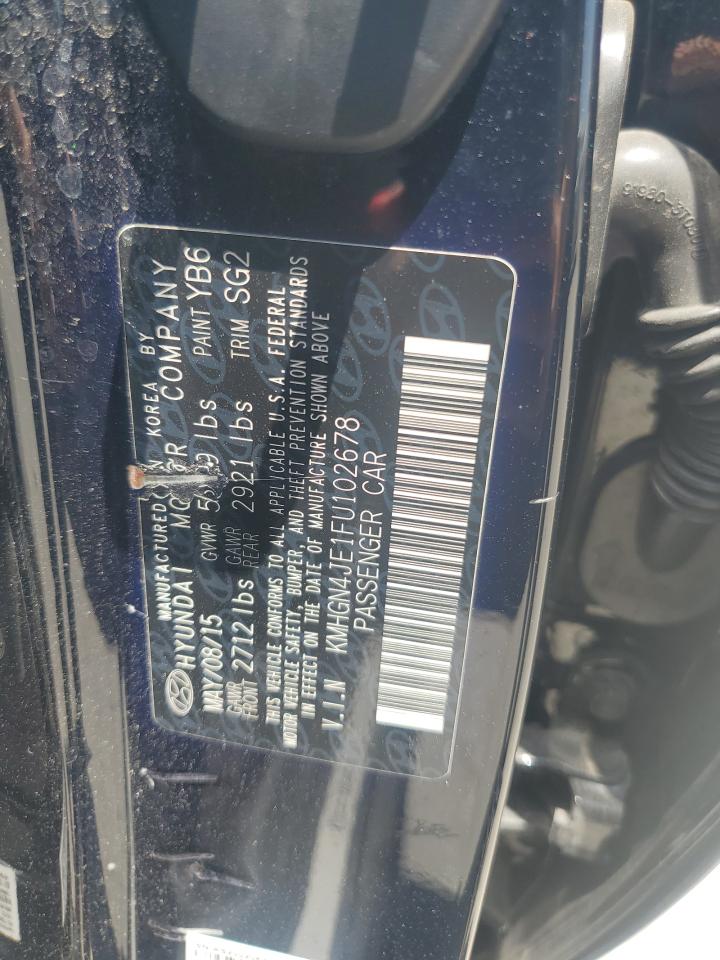 2015 Hyundai Genesis 3.8L VIN: KMHGN4JE1FU102678 Lot: 59399205
