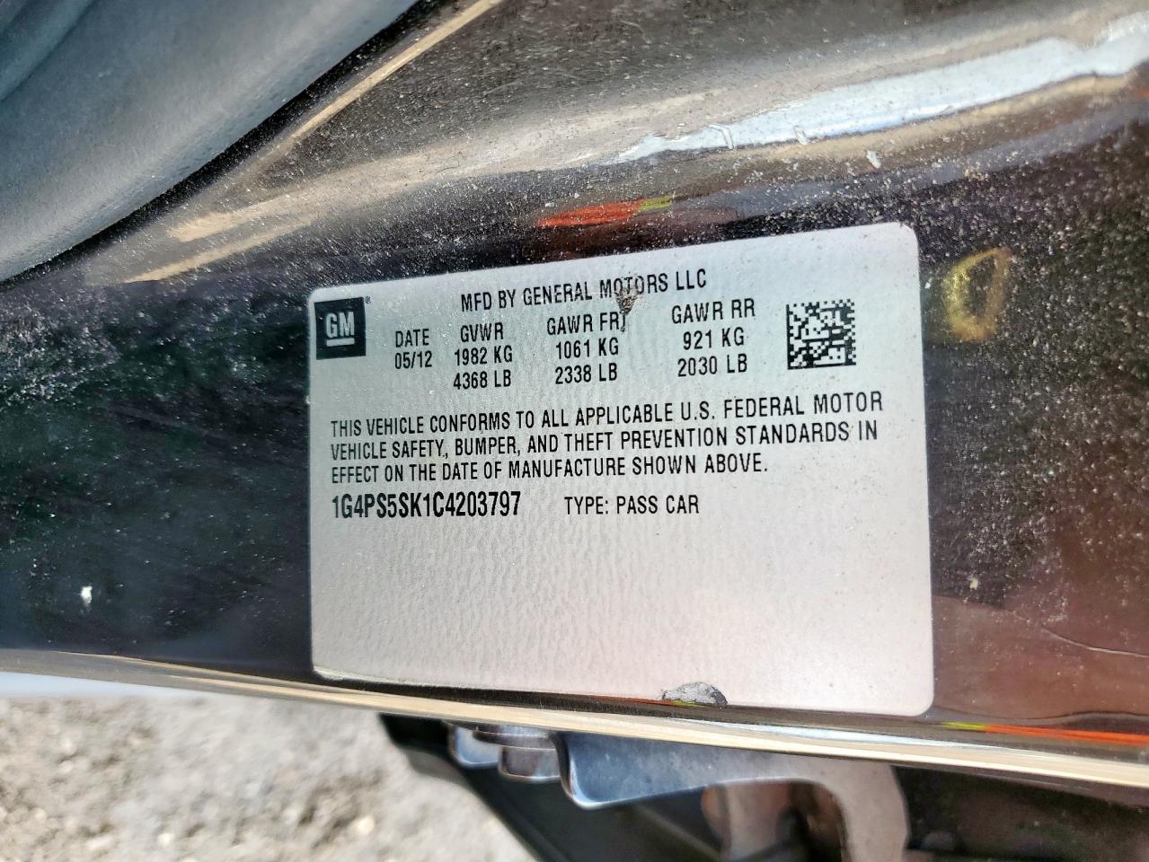 2012 Buick Verano VIN: 1G4PS5SK1C4203797 Lot: 60892285