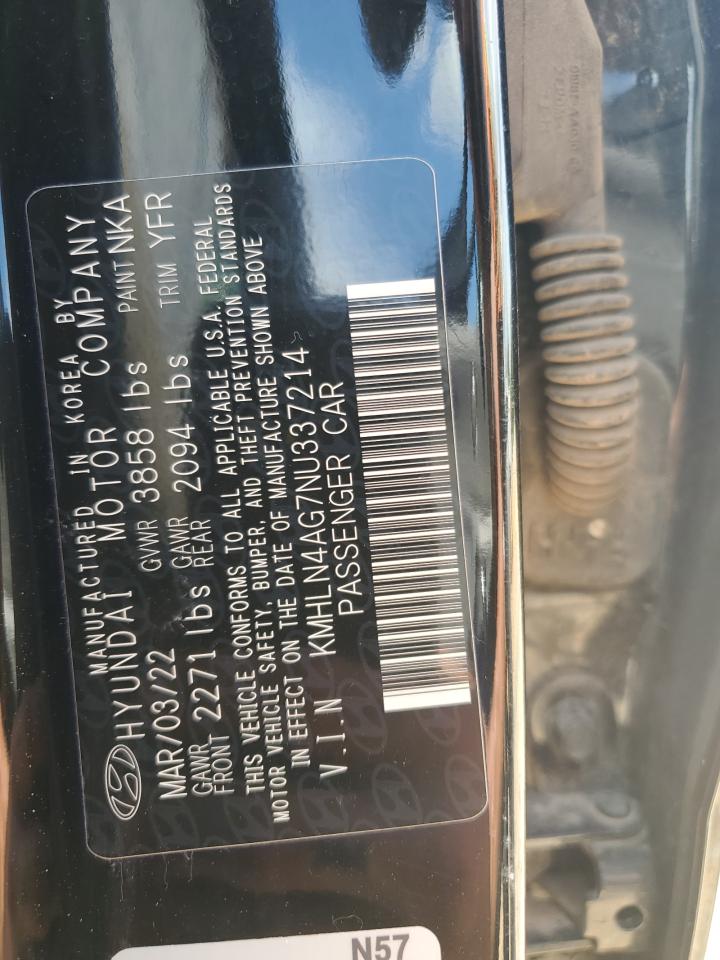 2022 Hyundai Elantra Sel VIN: KMHLN4AG7NU337214 Lot: 61643335