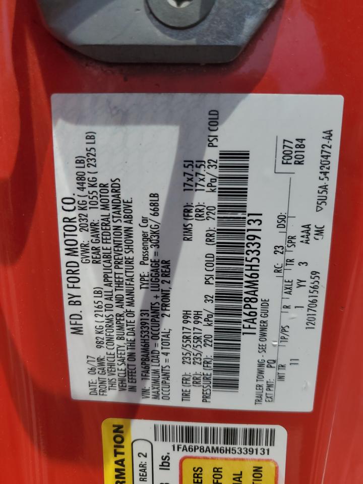 FORD ALL Models 2017 VIN 1FA6P8AM6H5339131 zdjęcie 12