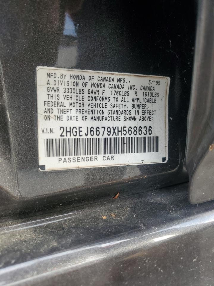 1999 Honda Civic Lx VIN: 2HGEJ6679XH568636 Lot: 61596465