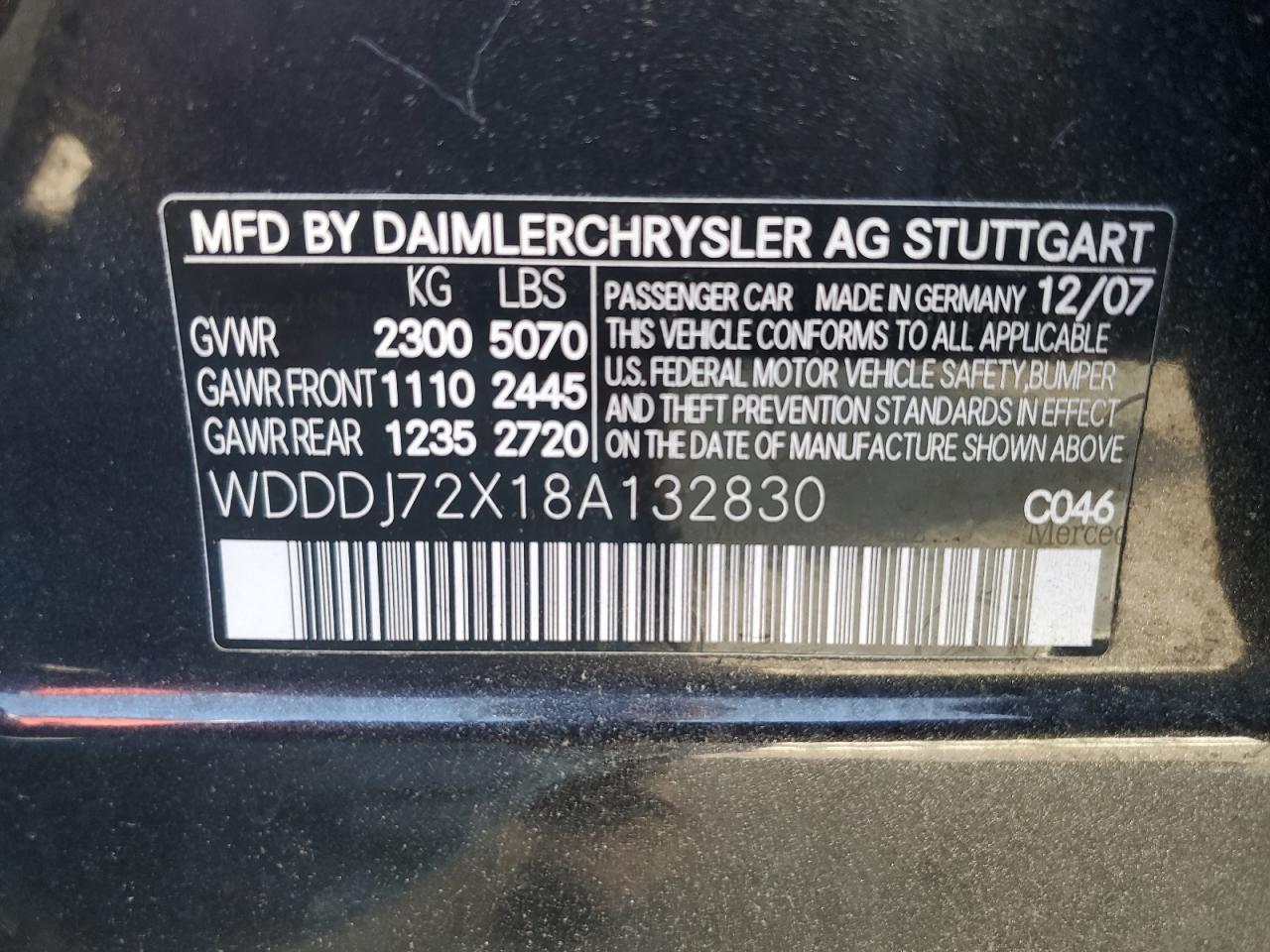 2008 Mercedes-Benz Cls 550 VIN: WDDDJ72X18A132830 Lot: 61758465
