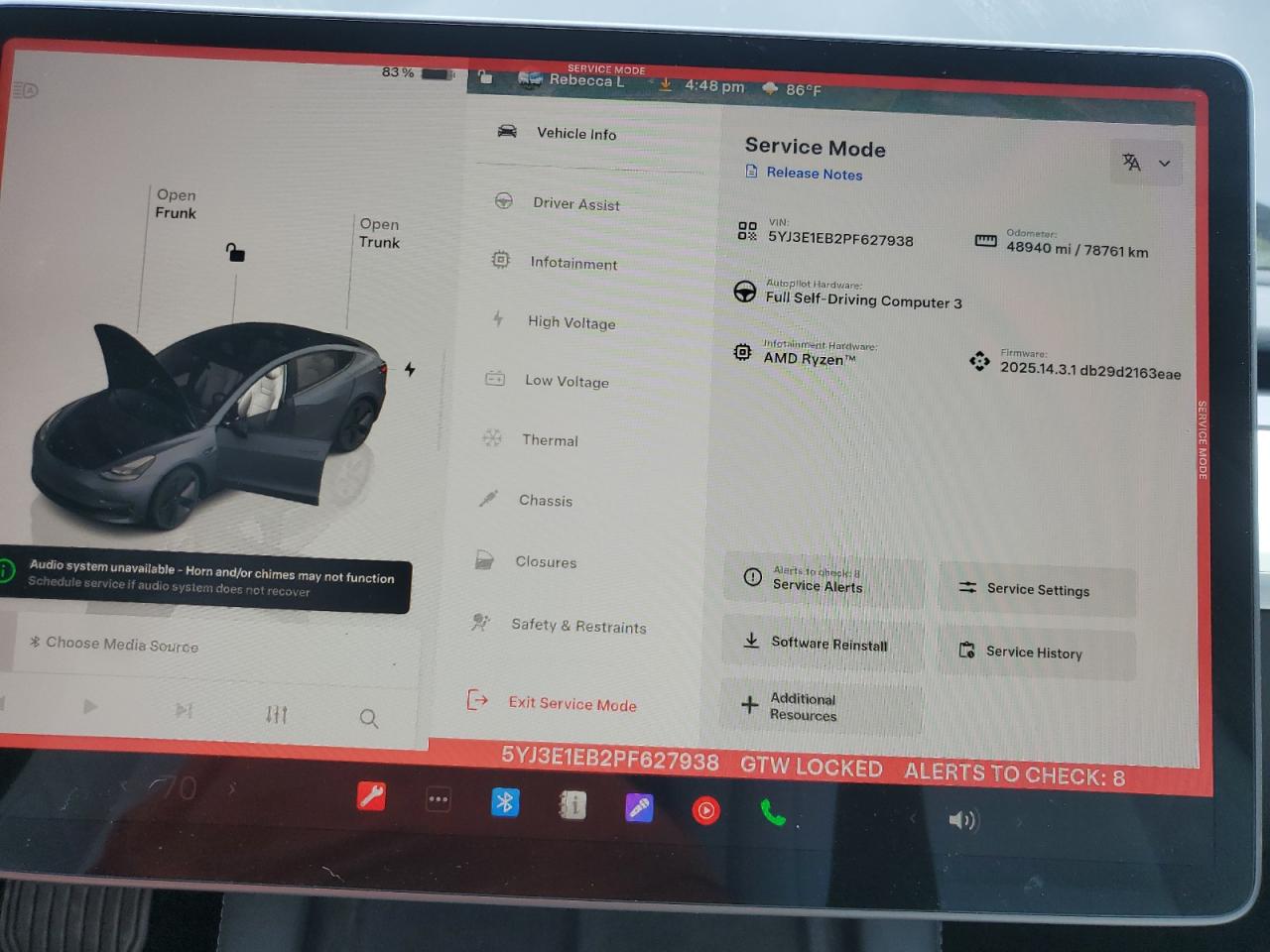 2023 Tesla Model 3 VIN: 5YJ3E1EB2PF627938 Lot: 61849355