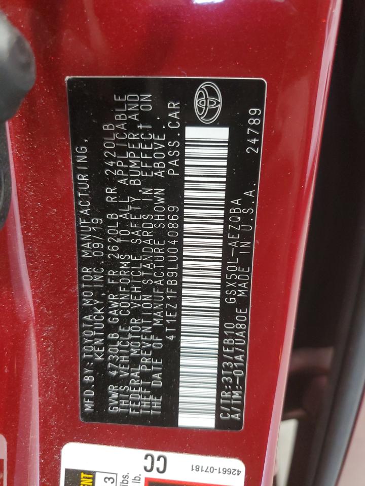 2020 Toyota Avalon Xse VIN: 4T1EZ1FB9LU040869 Lot: 61738415