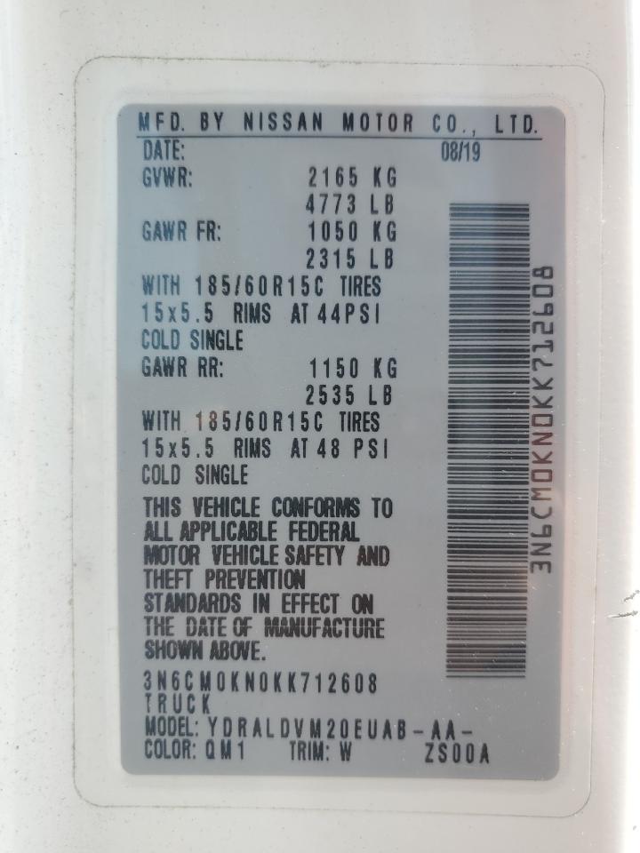 2019 Nissan Nv200 2.5S VIN: 3N6CM0KN0KK712608 Lot: 62114105