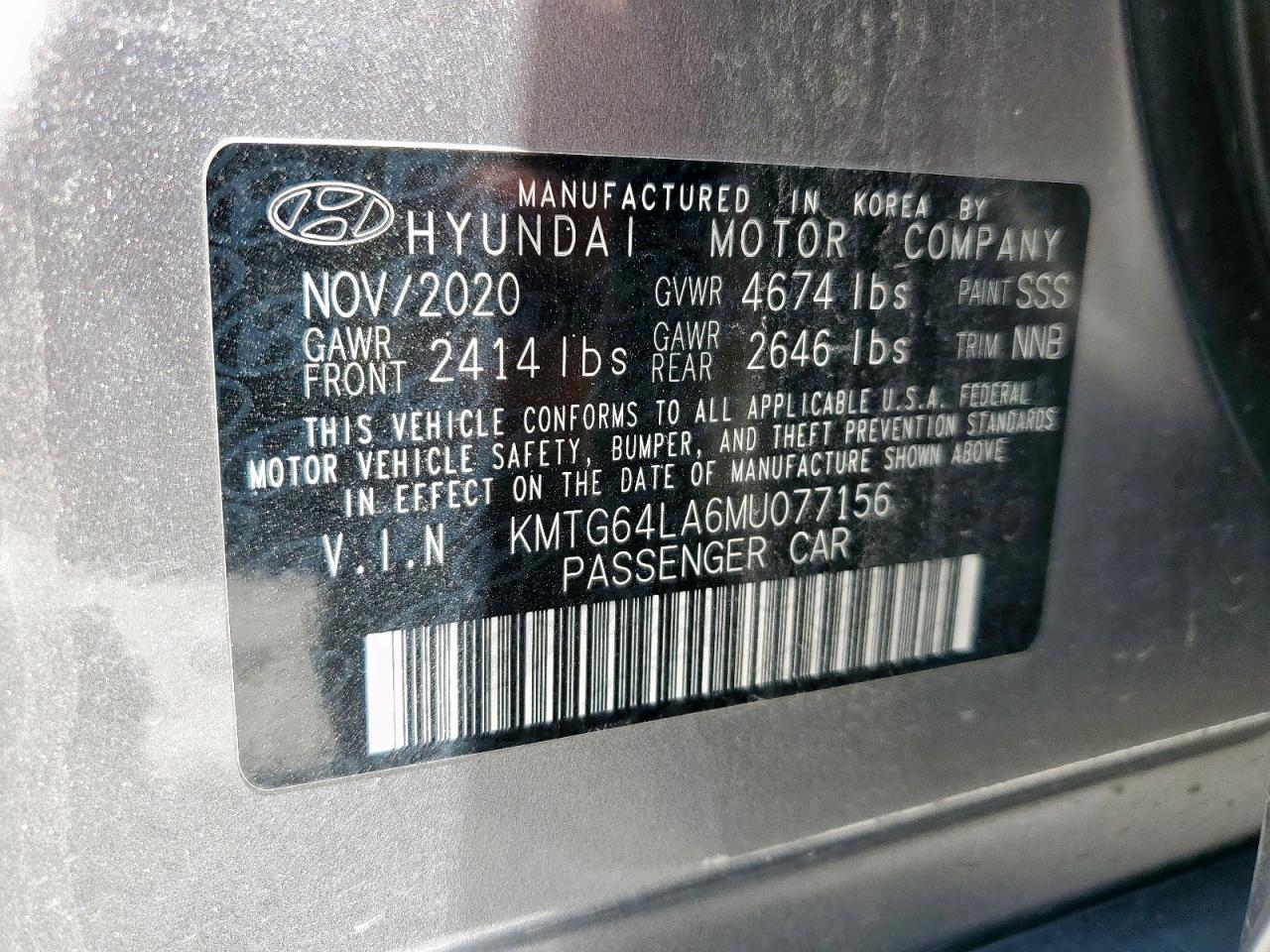 2021 Genesis G70 VIN: KMTG64LA6MU077156 Lot: 61956265
