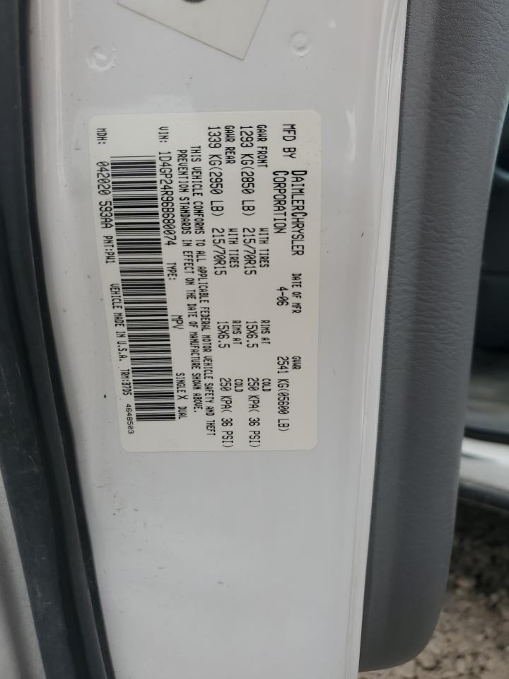 2006 Dodge Grand Caravan Se VIN: 1D4GP24R96B680074 Lot: 62687525