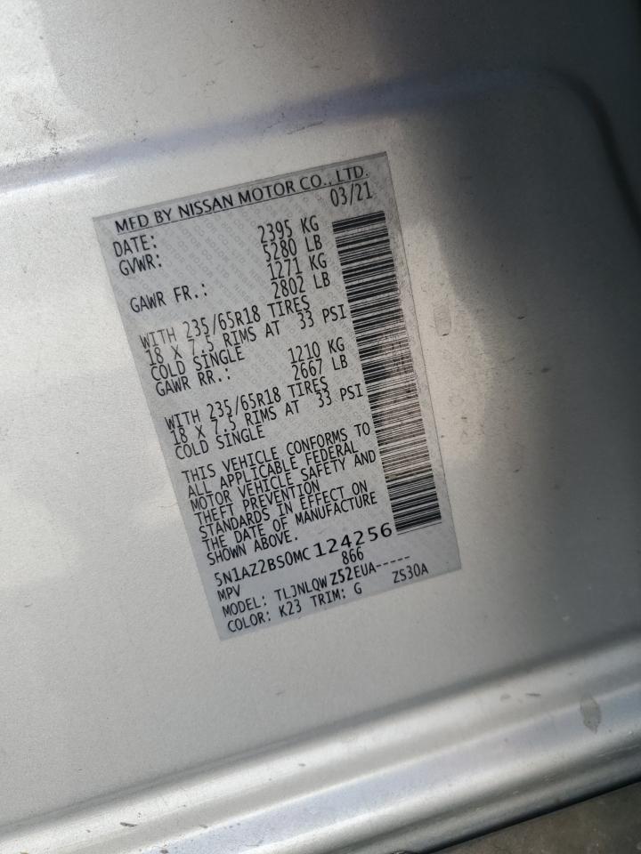 NISSAN MURANO 2021 VIN 5N1AZ2BS0MC124256 фото 13