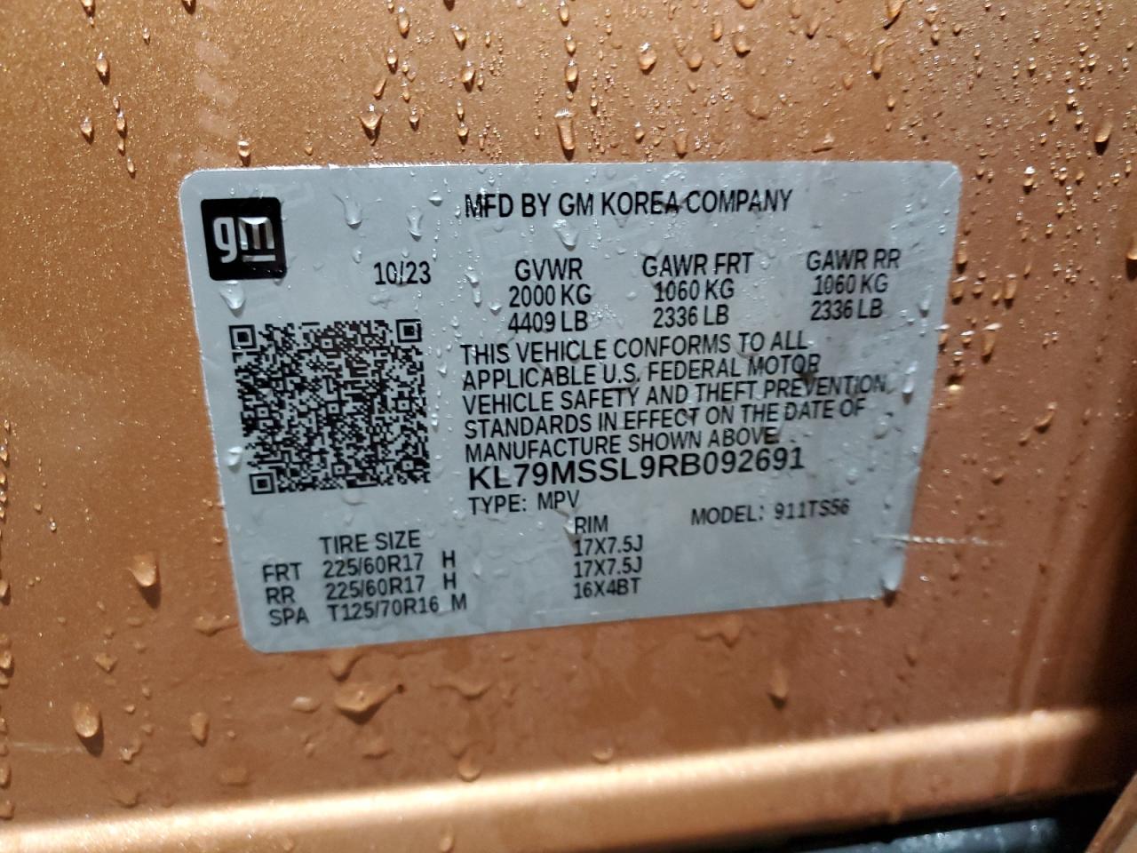 2024 Chevrolet Trailblazer Activ VIN: KL79MSSL9RB092691 Lot: 61004565