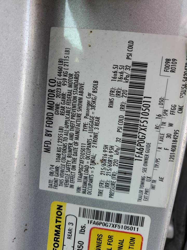 FORD FUSION 2015 VIN 1FA6P0G7XF5105011 фото 12
