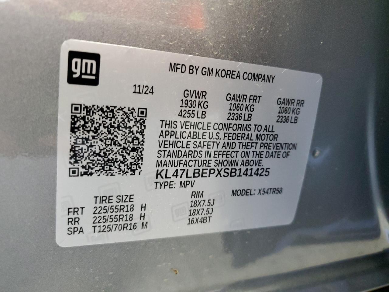 2025 Buick Envista Sport Touring VIN: KL47LBEPXSB141425 Lot: 61468425