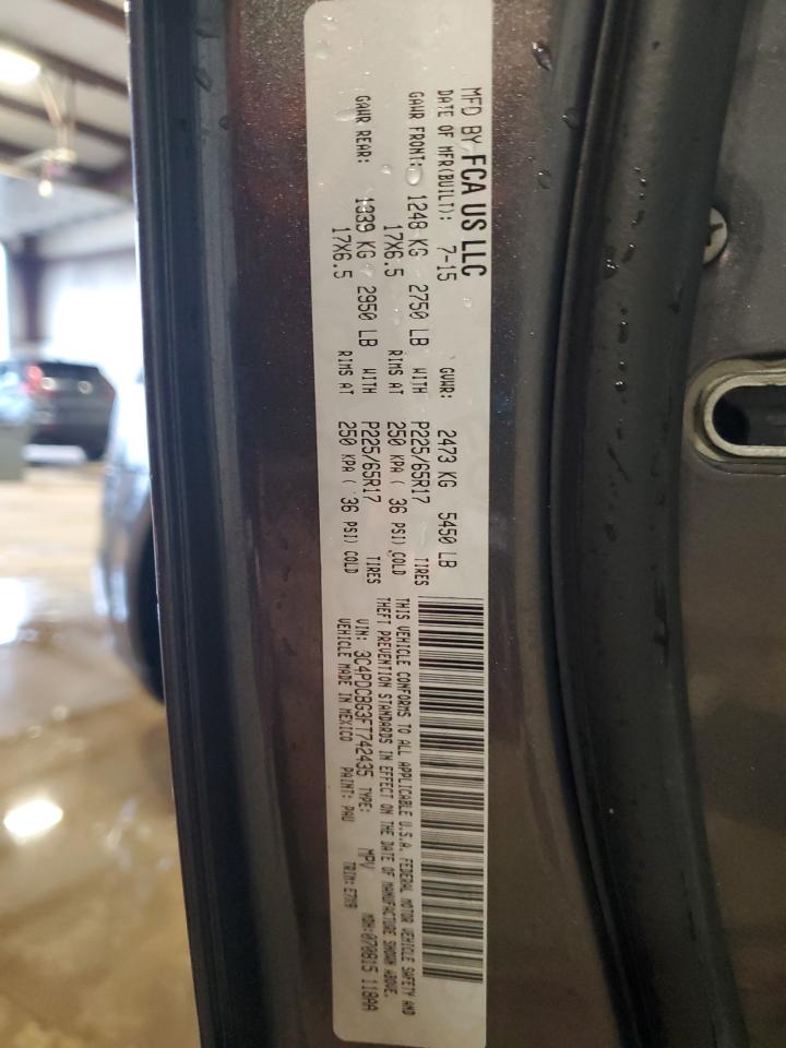 2015 Dodge Journey Sxt VIN: 3C4PDCBG3FT742435 Lot: 60710055