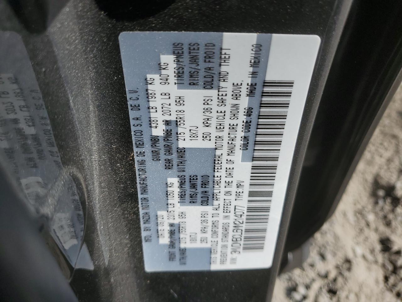 2021 Mazda Cx-30 Preferred VIN: 3MVDMBCL6MM214077 Lot: 59145625