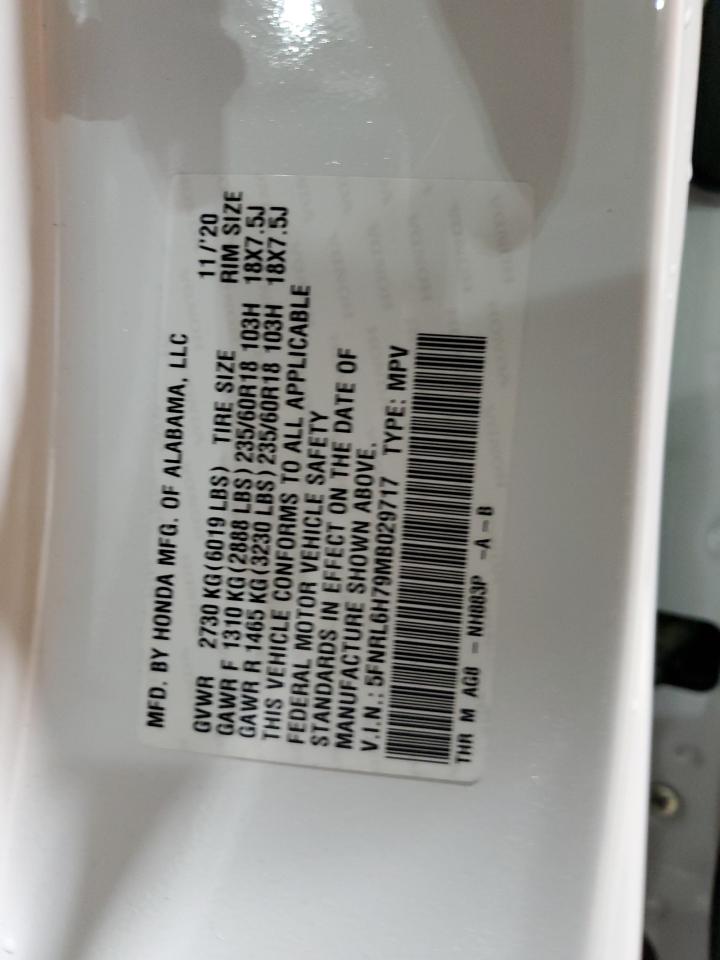 2021 Honda Odyssey Exl VIN: 5FNRL6H79MB029717 Lot: 62089175