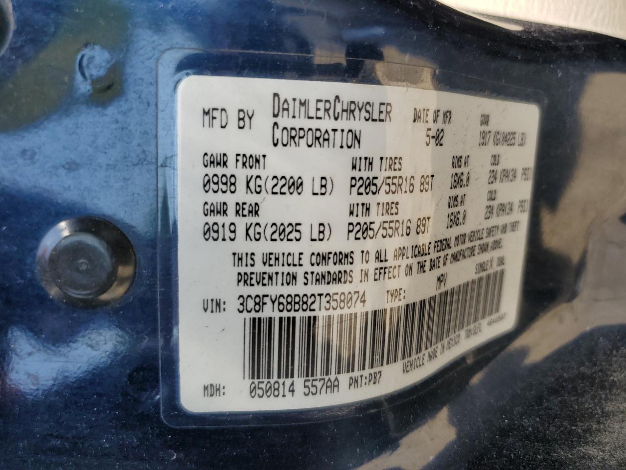 2022 Chrysler Pt Cruiser Limited VIN: 3C8FY68B82T358074 Lot: 61899855