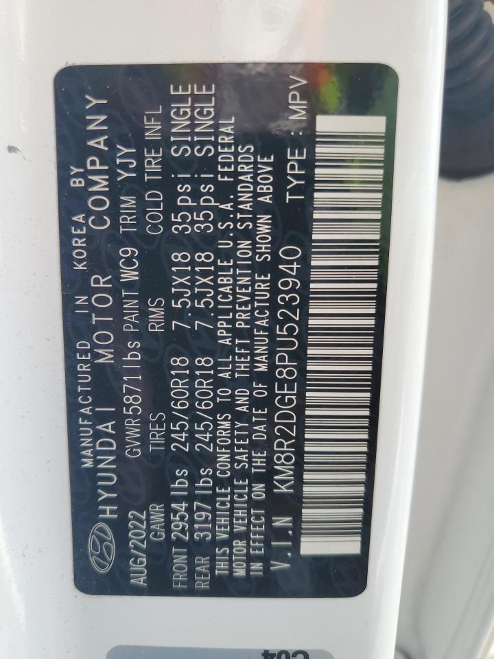 2023 Hyundai Palisade Sel VIN: KM8R2DGE8PU523940 Lot: 62396835