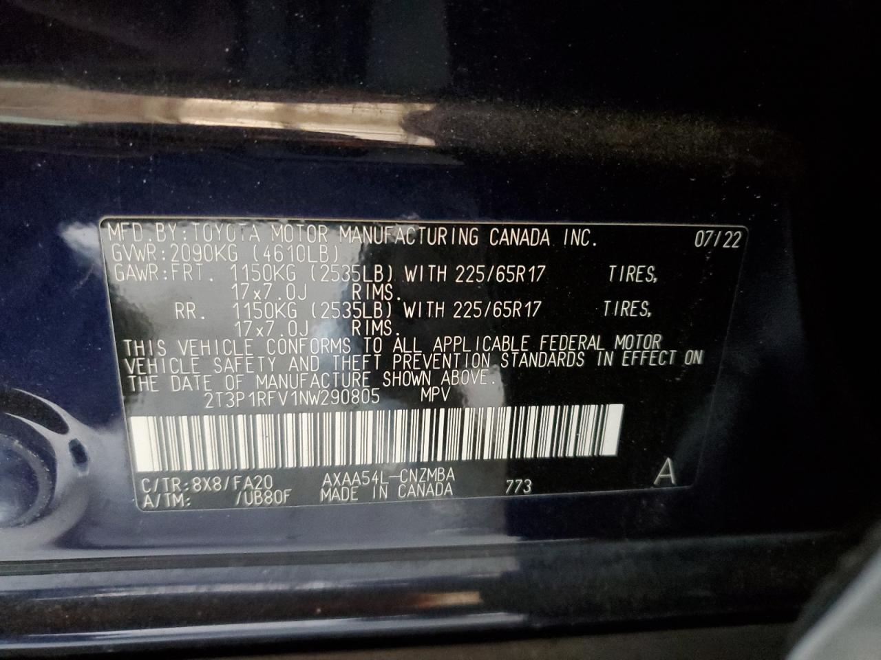 TOYOTA RAV4 2022 VIN 2T3P1RFV1NW290805 photo 13