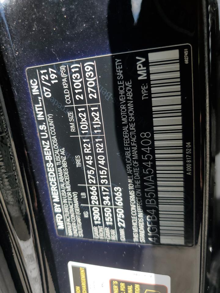 2021 Mercedes-Benz Gle 350 VIN: 4JGFB4JB5MA545408 Lot: 61480505