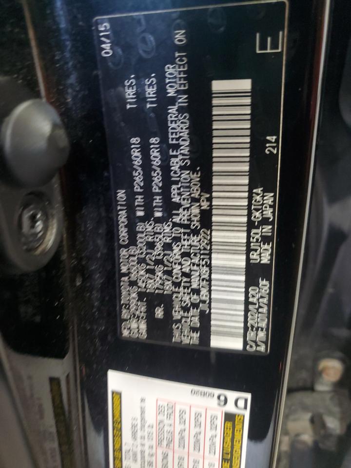 2015 Lexus Gx 460 VIN: JTJBM7FX8F5112922 Lot: 62270565