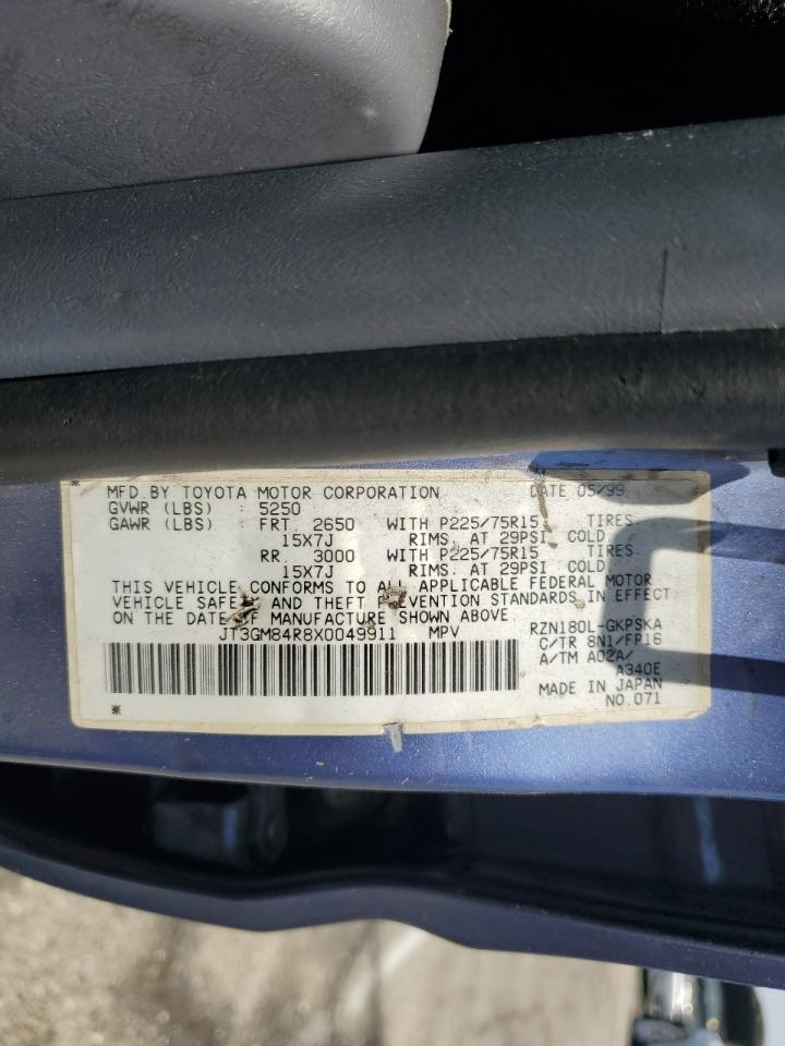 1999 Toyota 4Runner VIN: JT3GM84R8X0049911 Lot: 59733275
