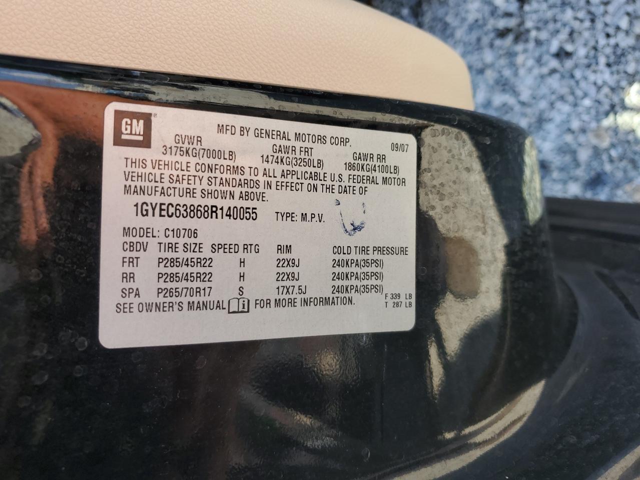 2008 Cadillac Escalade Luxury VIN: 1GYEC63868R140055 Lot: 60736535