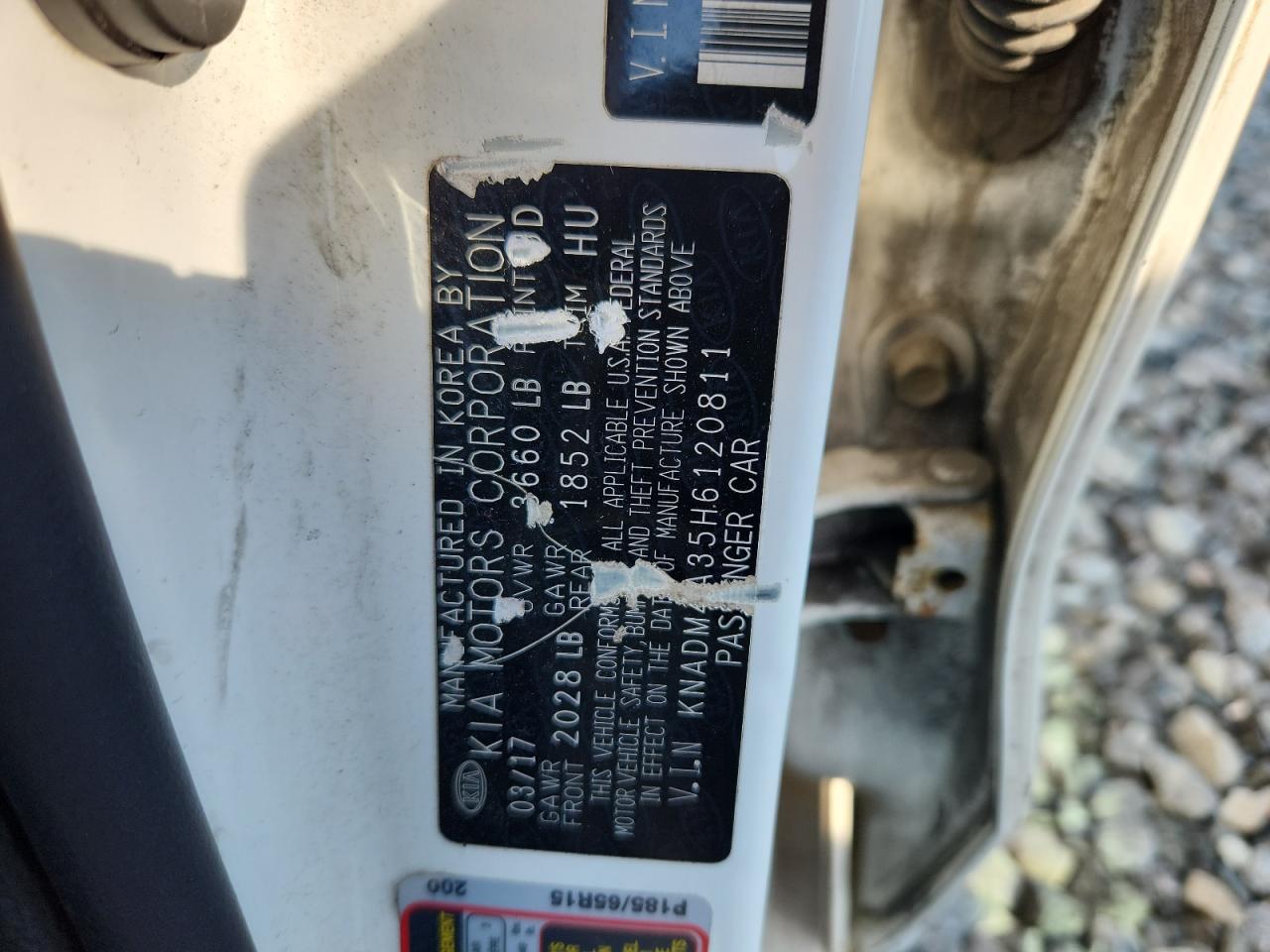 2017 Kia Rio Lx VIN: KNADM4A35H6120811 Lot: 61435335