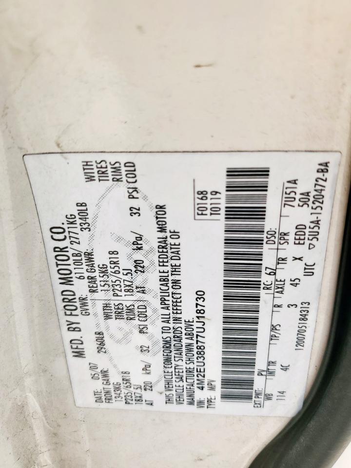 2007 Mercury Mountaineer Premier VIN: 4M2EU38877UJ18730 Lot: 61207865