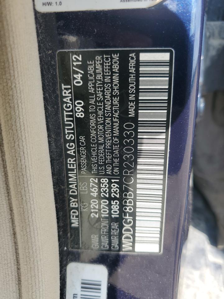 MERCEDES-BENZ C-CLASS 2012 VIN WDDGF8BB7CR230330 photo 12