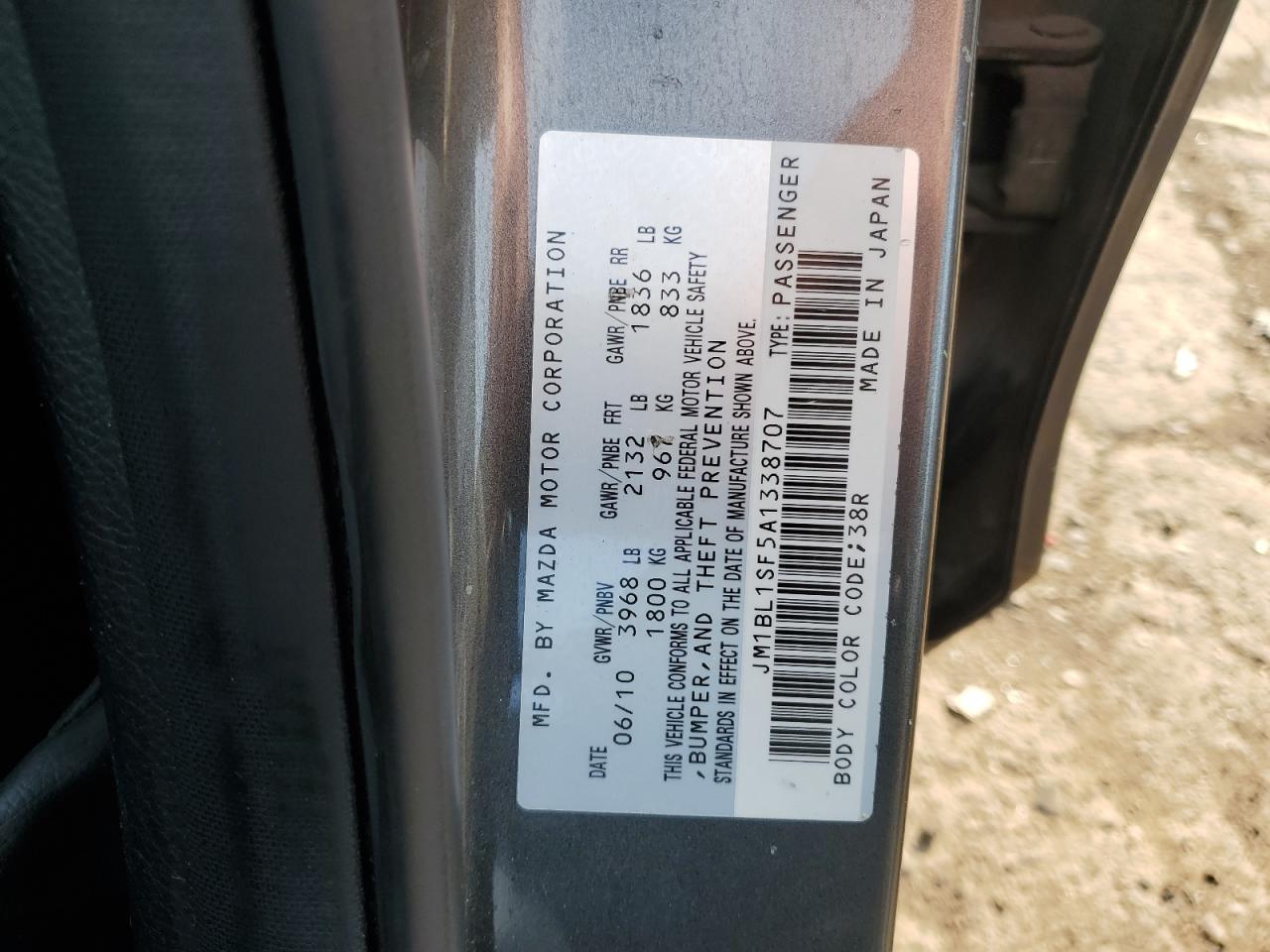 2010 Mazda 3 I VIN: JM1BL1SF5A1338707 Lot: 62719015