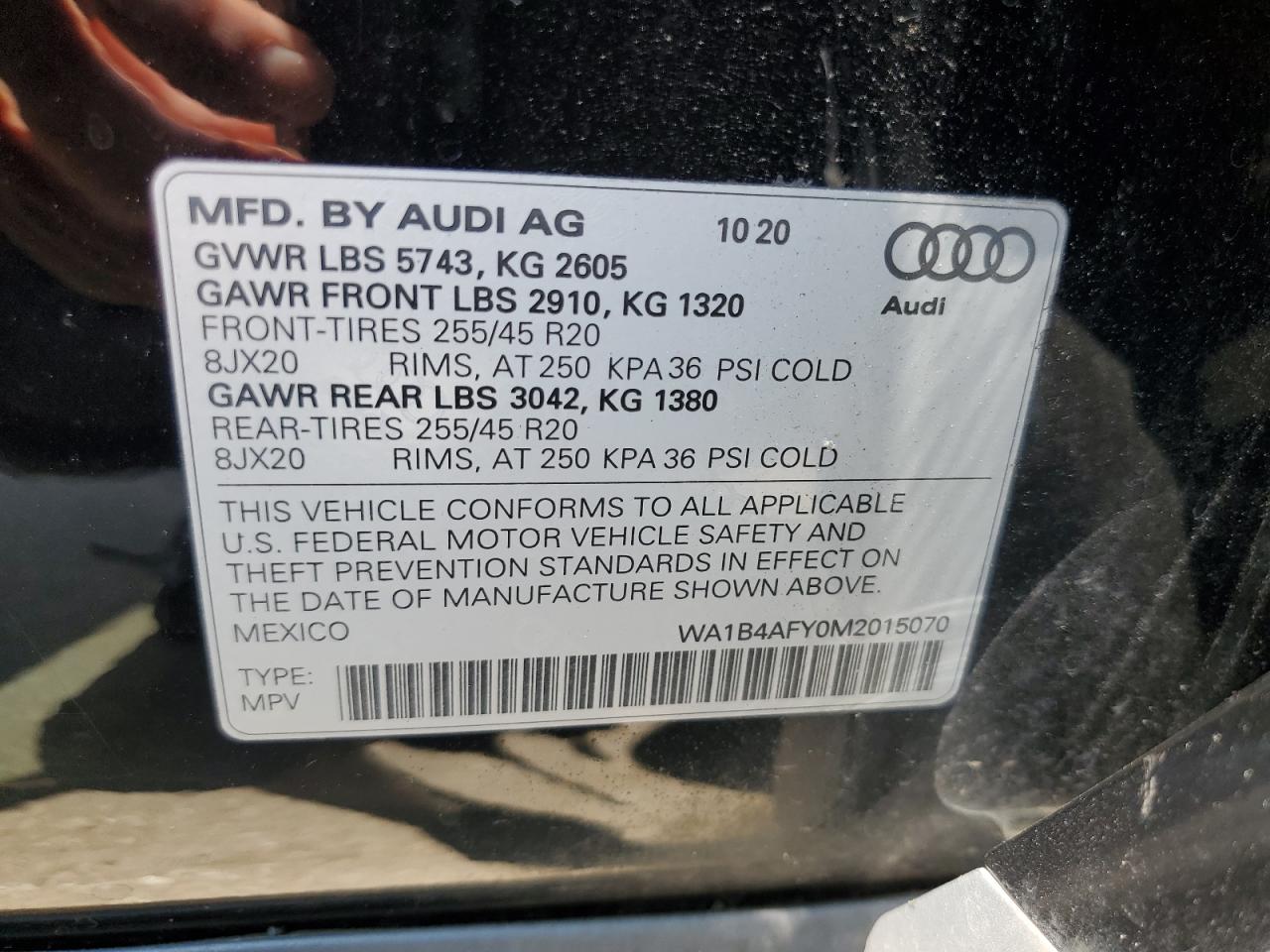 2021 Audi Sq5 Premium Plus VIN: WA1B4AFY0M2015070 Lot: 60120865
