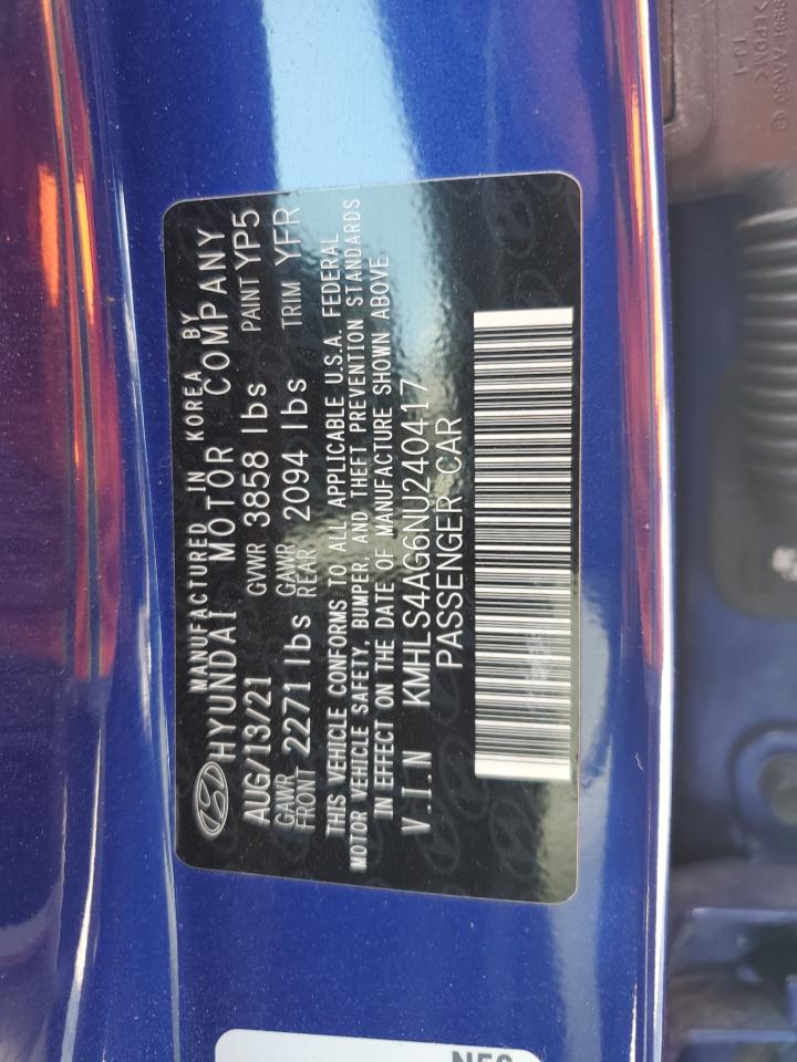2022 Hyundai Elantra Sel VIN: KMHLS4AG6NU240417 Lot: 62163865