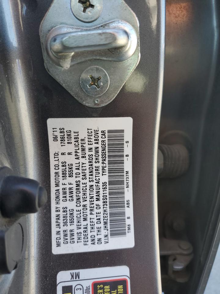 2011 Honda Insight Ex VIN: JHMZE2H73BS011635 Lot: 60960565