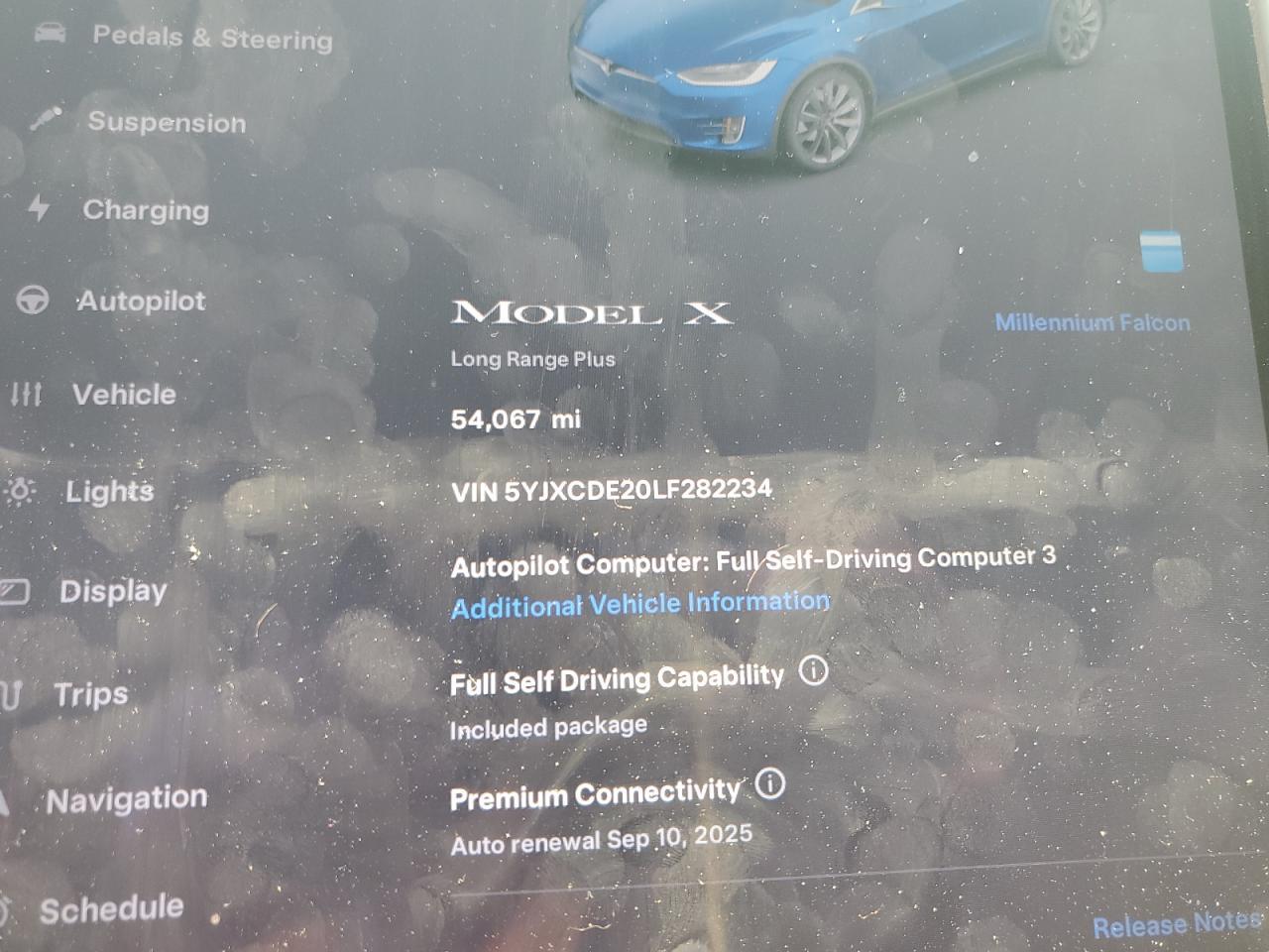 2020 Tesla Model X VIN: 5YJXCDE20LF282234 Lot: 59360635