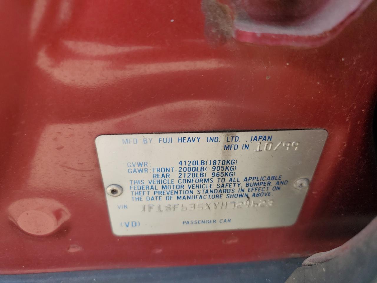 2000 Subaru Forester L VIN: JF1SF635XYH724623 Lot: 58236145
