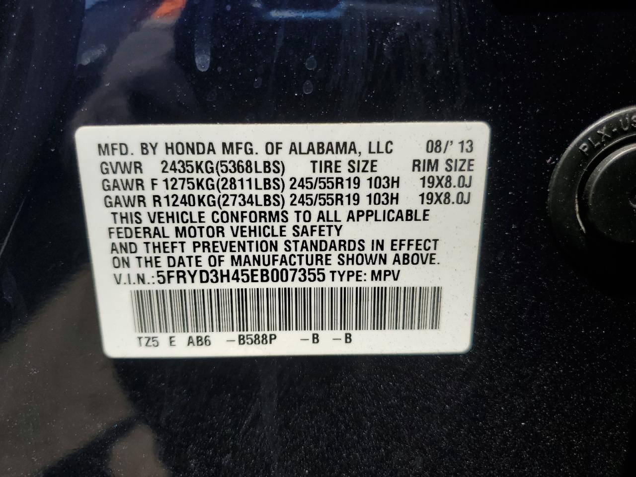 2014 Acura Mdx Technology VIN: 5FRYD3H45EB007355 Lot: 61106415