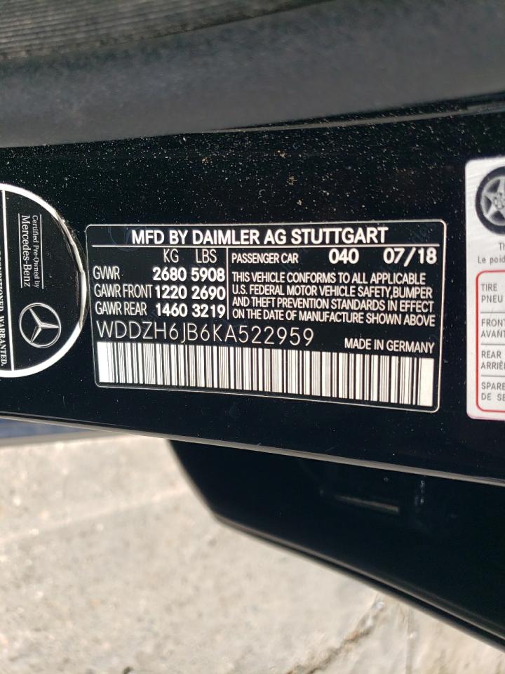 2019 Mercedes-Benz E 450 4Matic VIN: WDDZH6JB6KA522959 Lot: 61802955