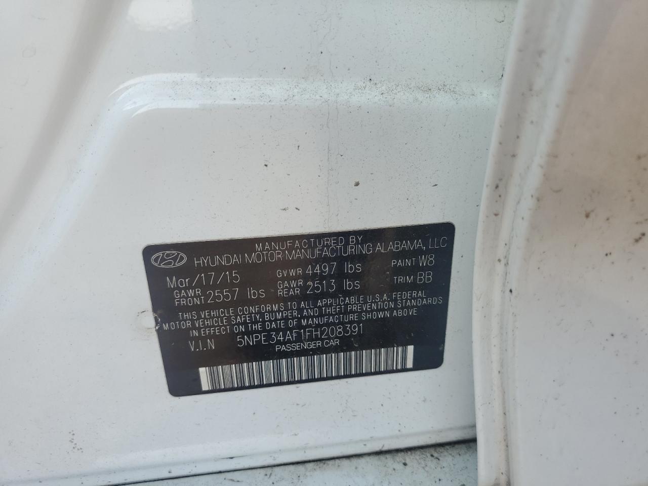 HYUNDAI SONATA 2015 VIN 5NPE34AF1FH208391 zdjęcie 12
