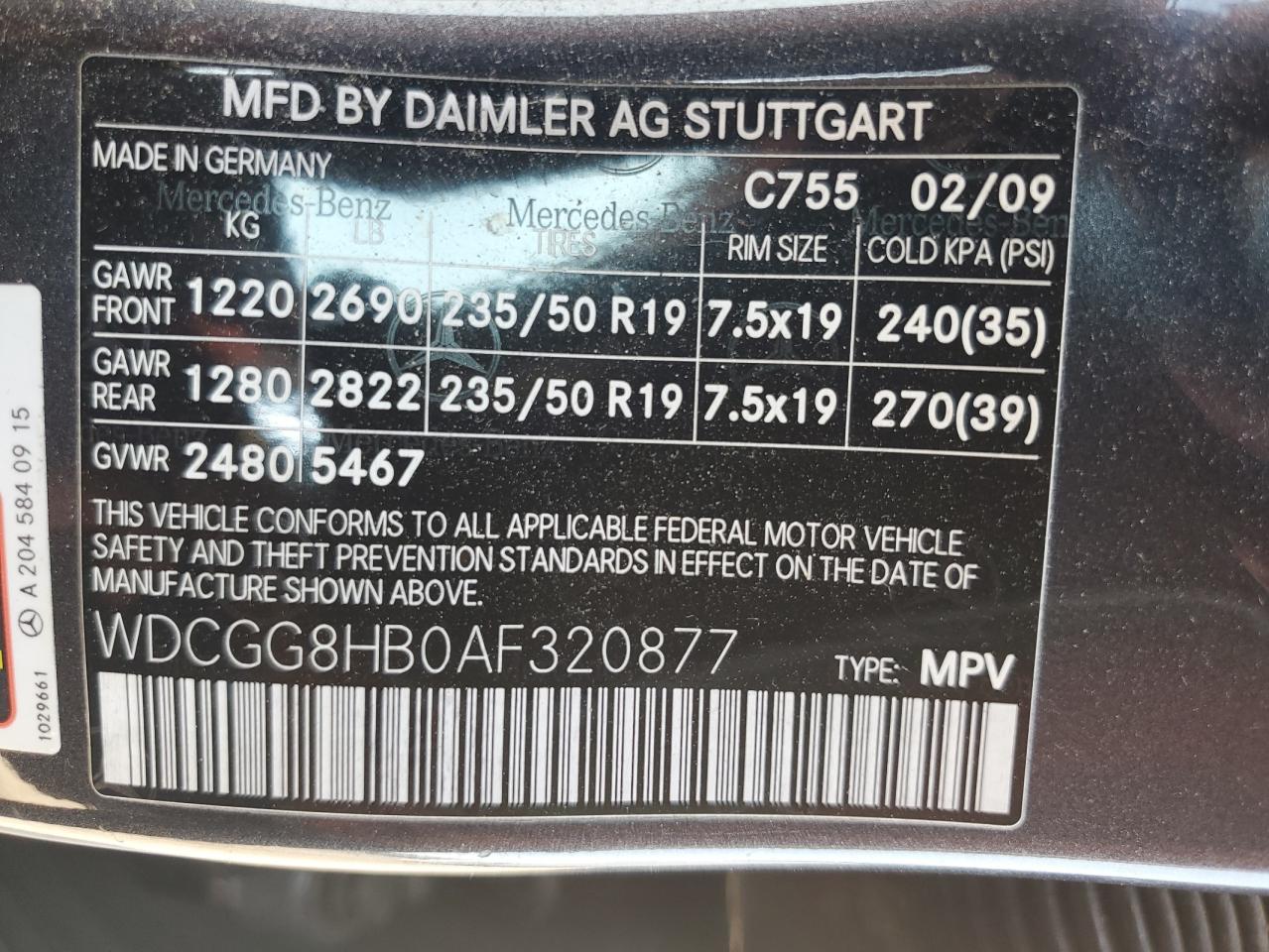 2010 Mercedes-Benz Glk 350 4Matic VIN: WDCGG8HB0AF320877 Lot: 61962755