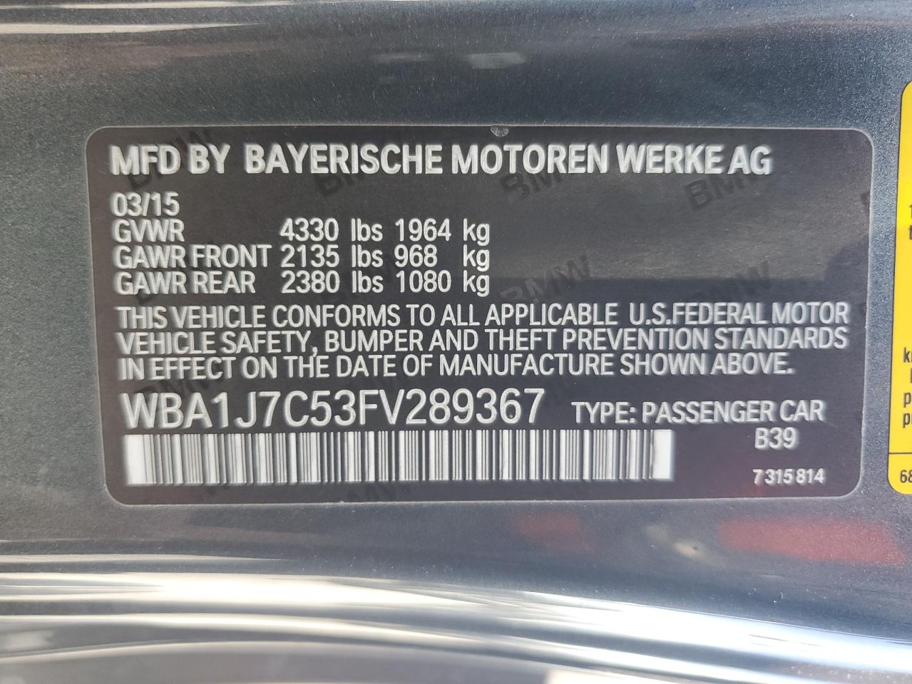 2015 BMW M235I VIN: WBA1J7C53FV289367 Lot: 61647115
