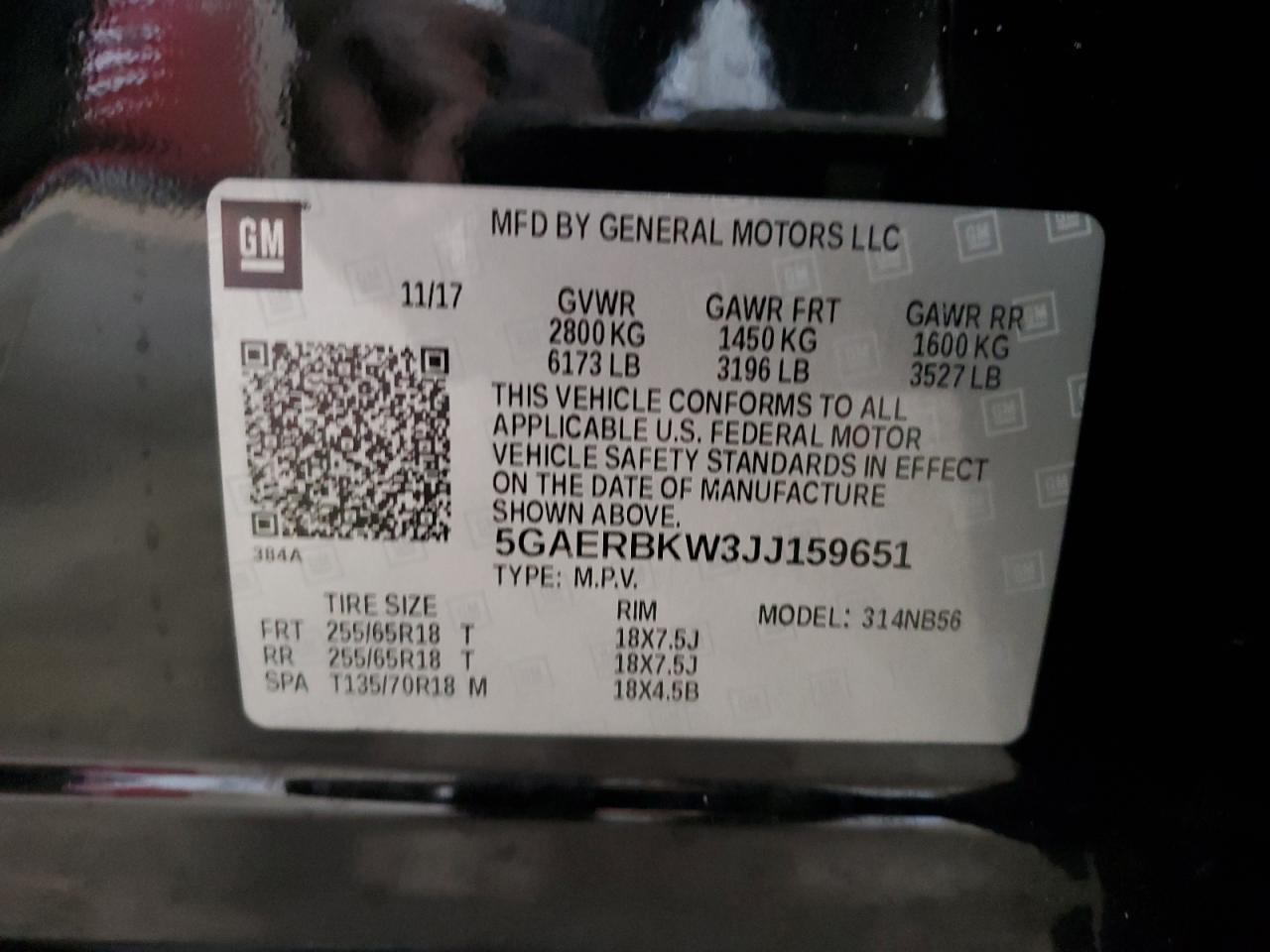 2018 Buick Enclave Essence VIN: 5GAERBKW3JJ159651 Lot: 61909395