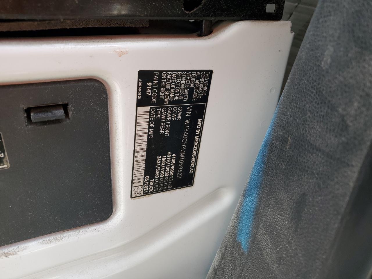 2021 Mercedes-Benz Sprinter 2500 VIN: W1Y40CHY0MT059627 Lot: 61127085