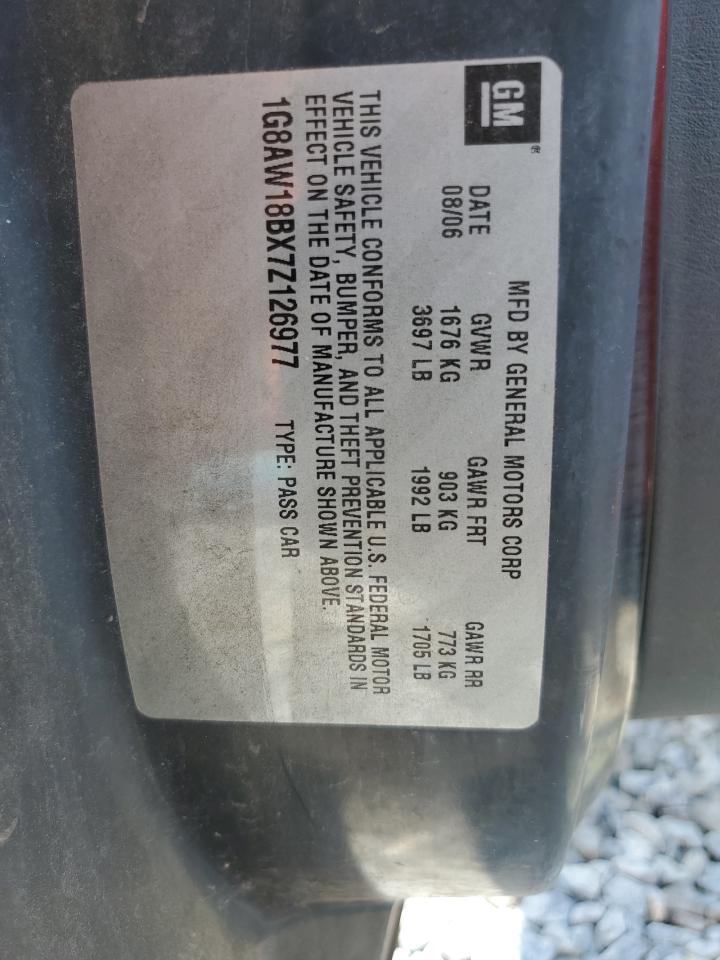 2007 Saturn Ion Level 3 VIN: 1G8AW18BX7Z126977 Lot: 62086585