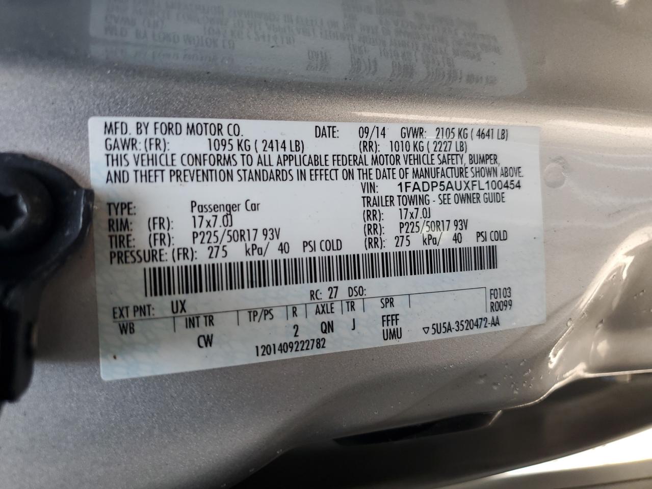 2015 Ford C-Max Se VIN: 1FADP5AUXFL100454 Lot: 63020945