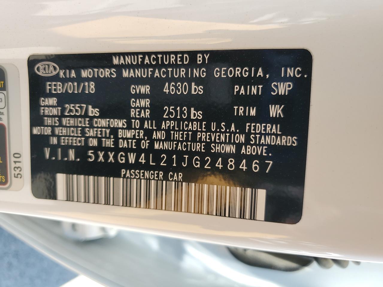 2018 Kia Optima Sx VIN: 5XXGW4L21JG248467 Lot: 62944715