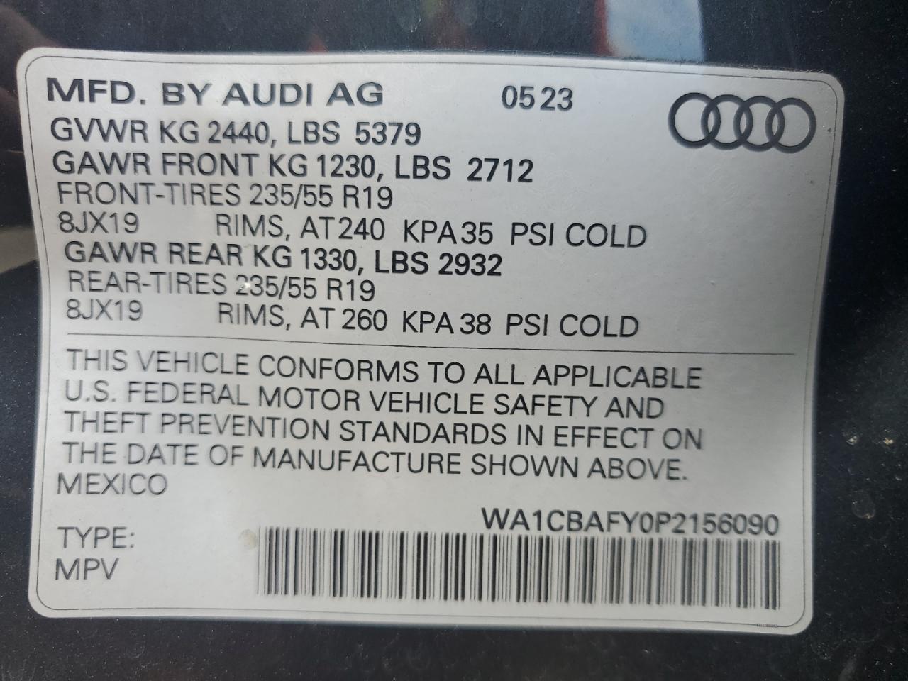 2023 Audi Q5 Prestige 40 VIN: WA1CBAFY0P2156090 Lot: 62306285