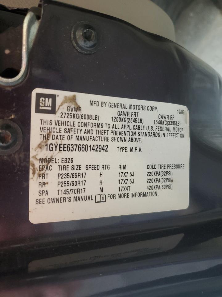 2006 Cadillac Srx VIN: 1GYEE637660142942 Lot: 60726335