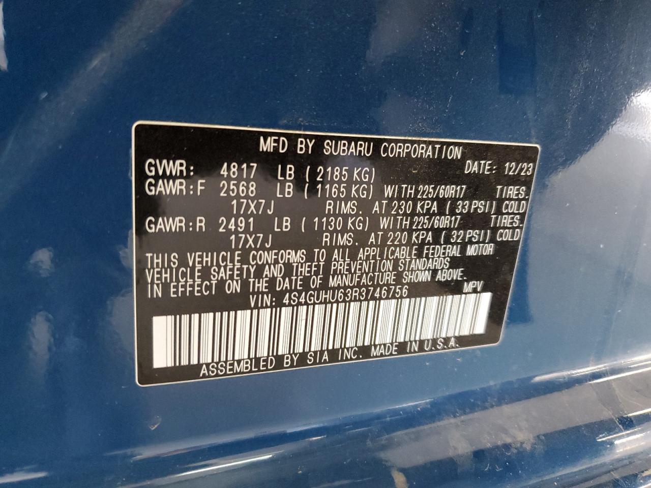 SUBARU CROSSTREK 2024 VIN 4S4GUHU63R3746756 zdjęcie 13