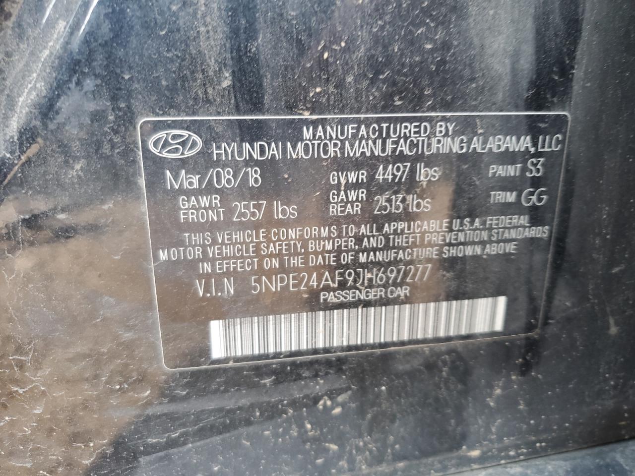HYUNDAI SONATA 2018 VIN 5NPE24AF9JH697277 zdjęcie 12