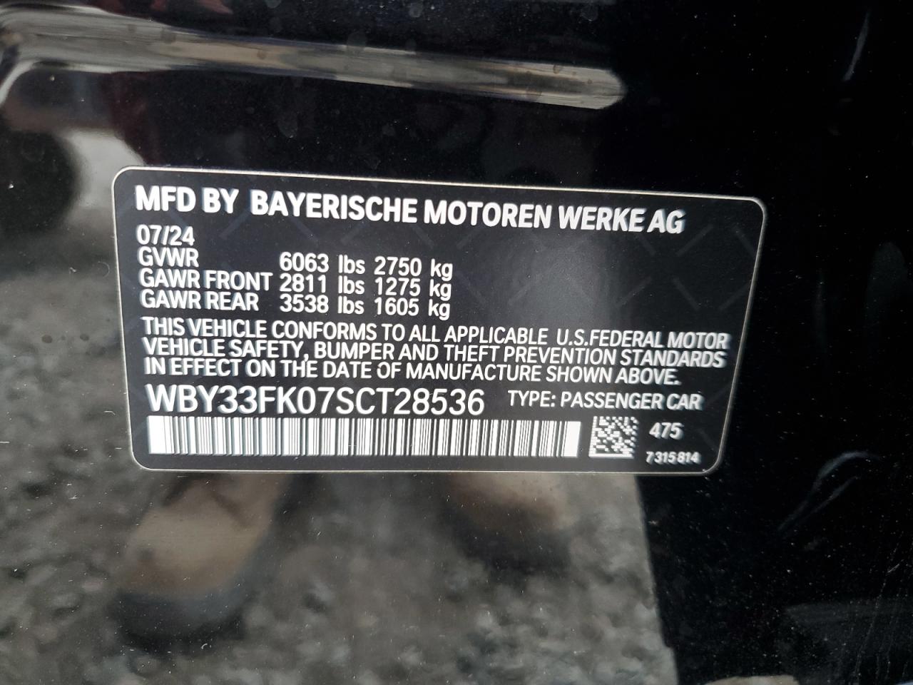 2025 BMW I5 Edrive 40 VIN: WBY33FK07SCT28536 Lot: 60140185