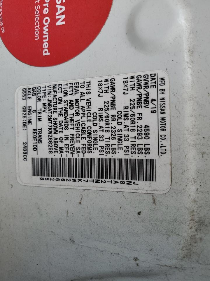 NISSAN ROGUE 2019 VIN JN8AT2MT7KW266258 фото 14